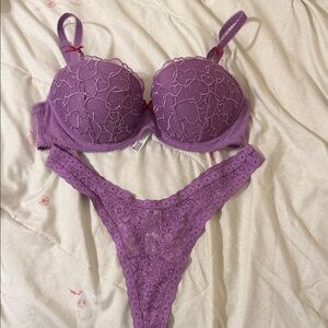 PINK Victoria's Secret Lavender Lace Bra and Panty Set